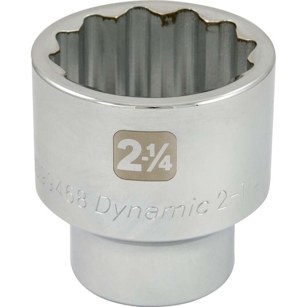 Dynamic Tools 2-1/4" X 1" Drive, 12 Point Standard Length, Chrome Socket D099468